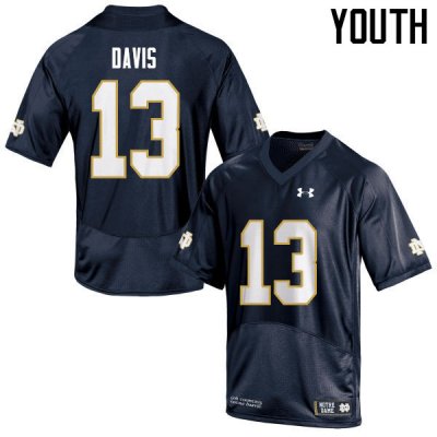 Notre Dame Fighting Irish Youth Avery Davis #13 Navy Under Armour Authentic Stitched College NCAA Football Jersey ZUM4799MI